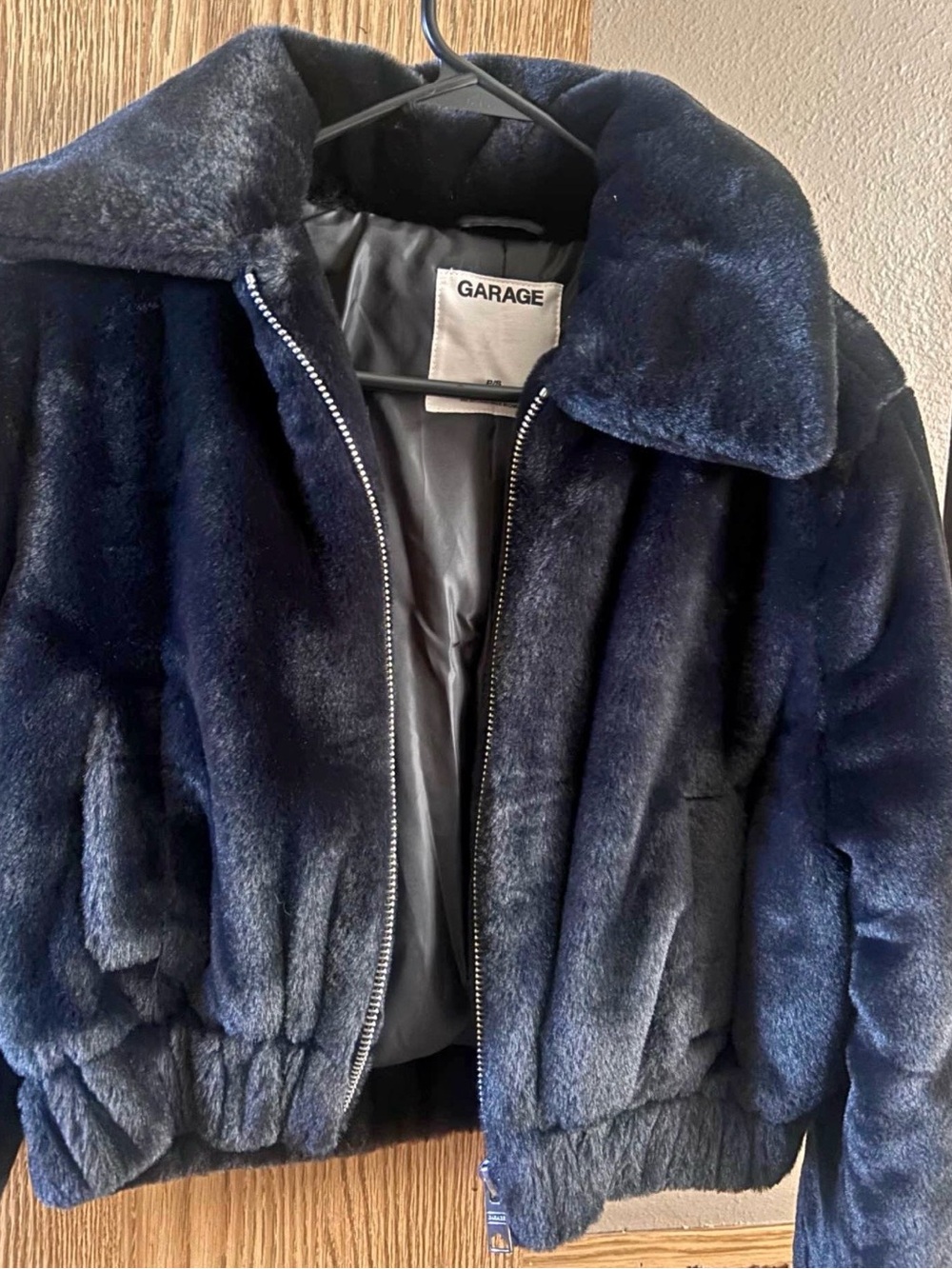 Garage Black Faux Fur Zip-Up Jacket